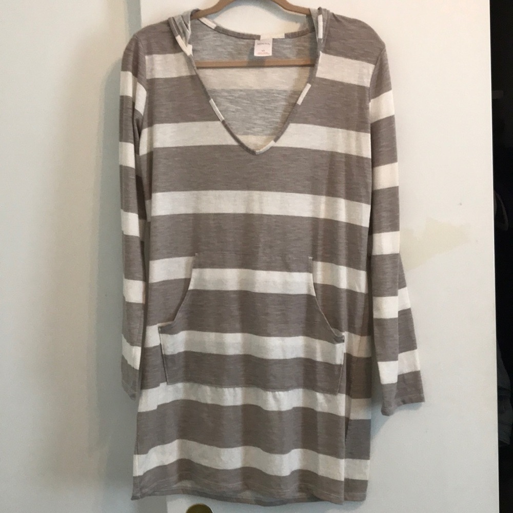 Grey and white striped dress